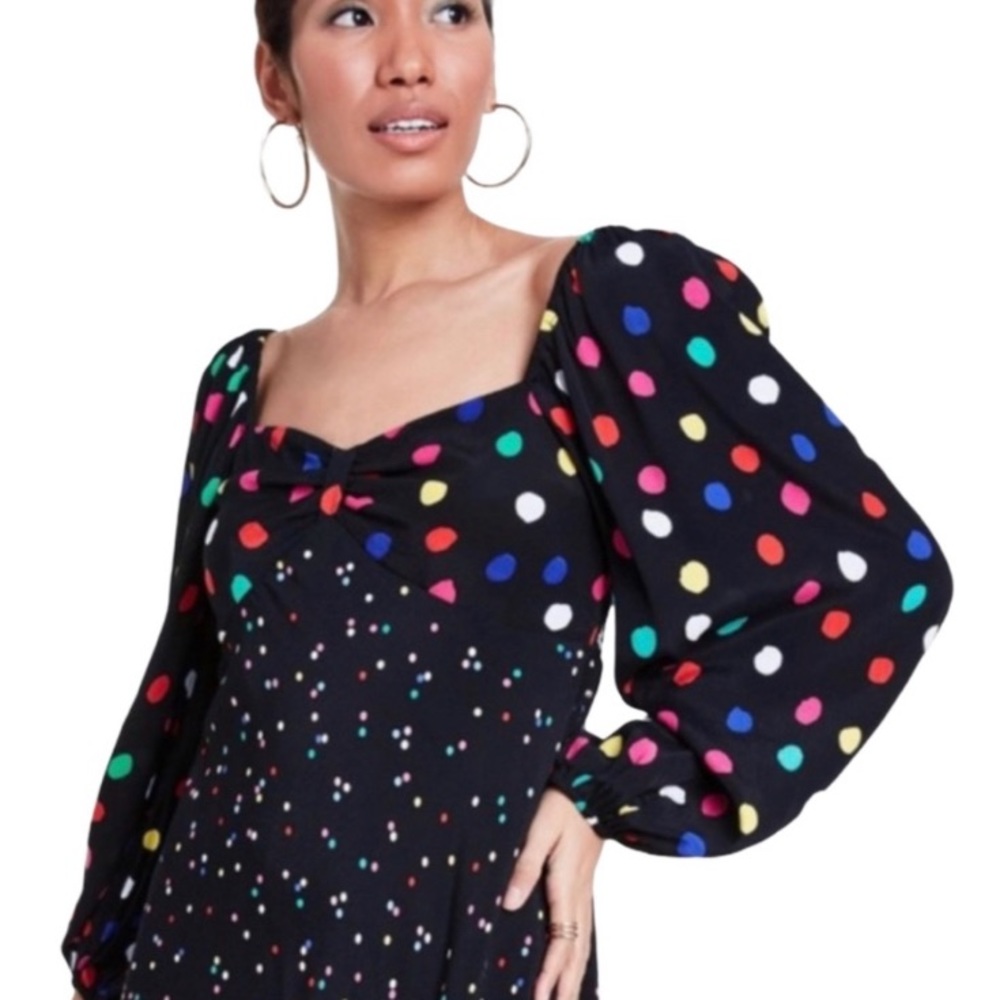 NWT Rixo Rainbow Polka Dot Swing Dress